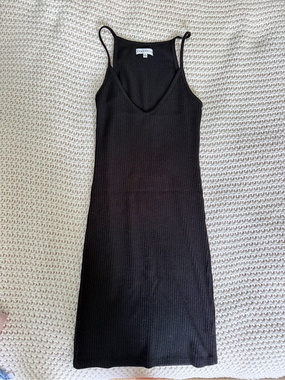 Aritzia black ribbed mini going out dress